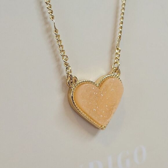 Indingo Authority Elliana Pave Peach & Gold Necklace & Earring Set - Picture 3 of 5